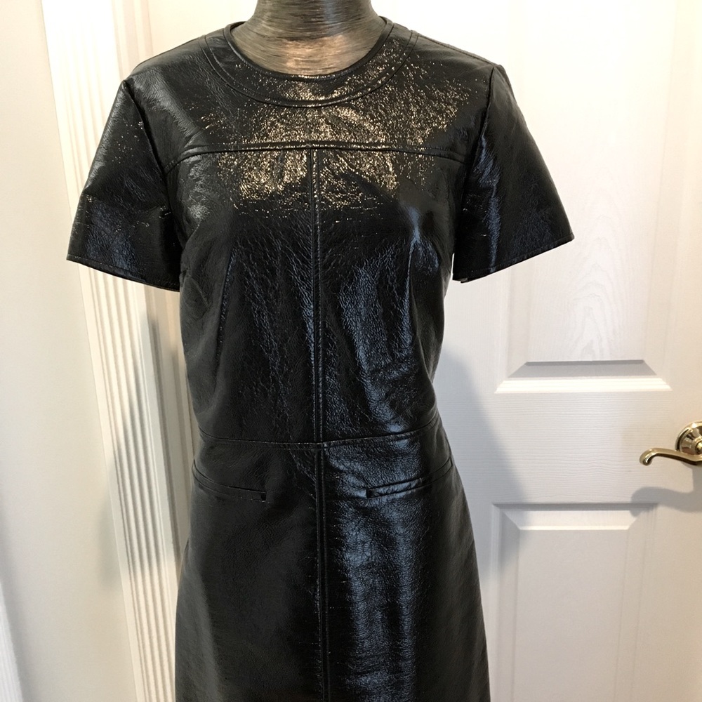 Michael Kors Faux Leather Mod Short sleeve dress